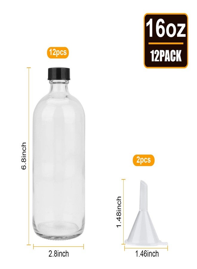 Maredash 16oz Glass Bottles, 12 Pack Clear Glass Storage Bottles Sets with Lids - Image 2